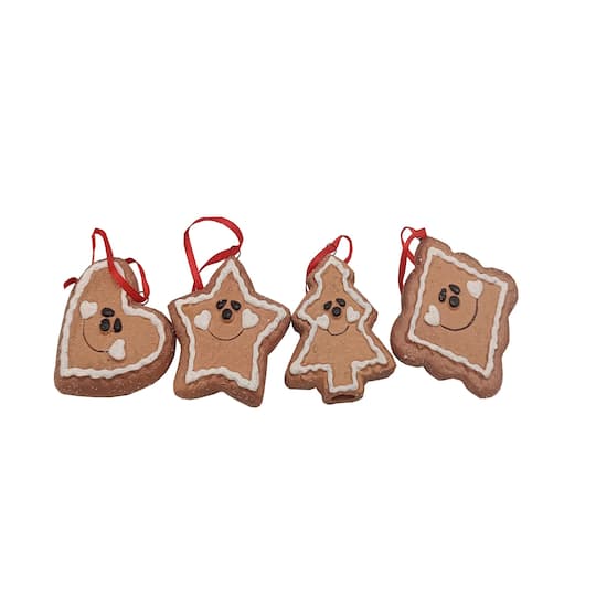 Smiling Gingerbread Heart, Star, Tree & Diamond Christmas Ornament Set By Northlight in Brown | 2" | Michaels®